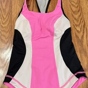 Pink and Black Lululemon Women's Workout Top